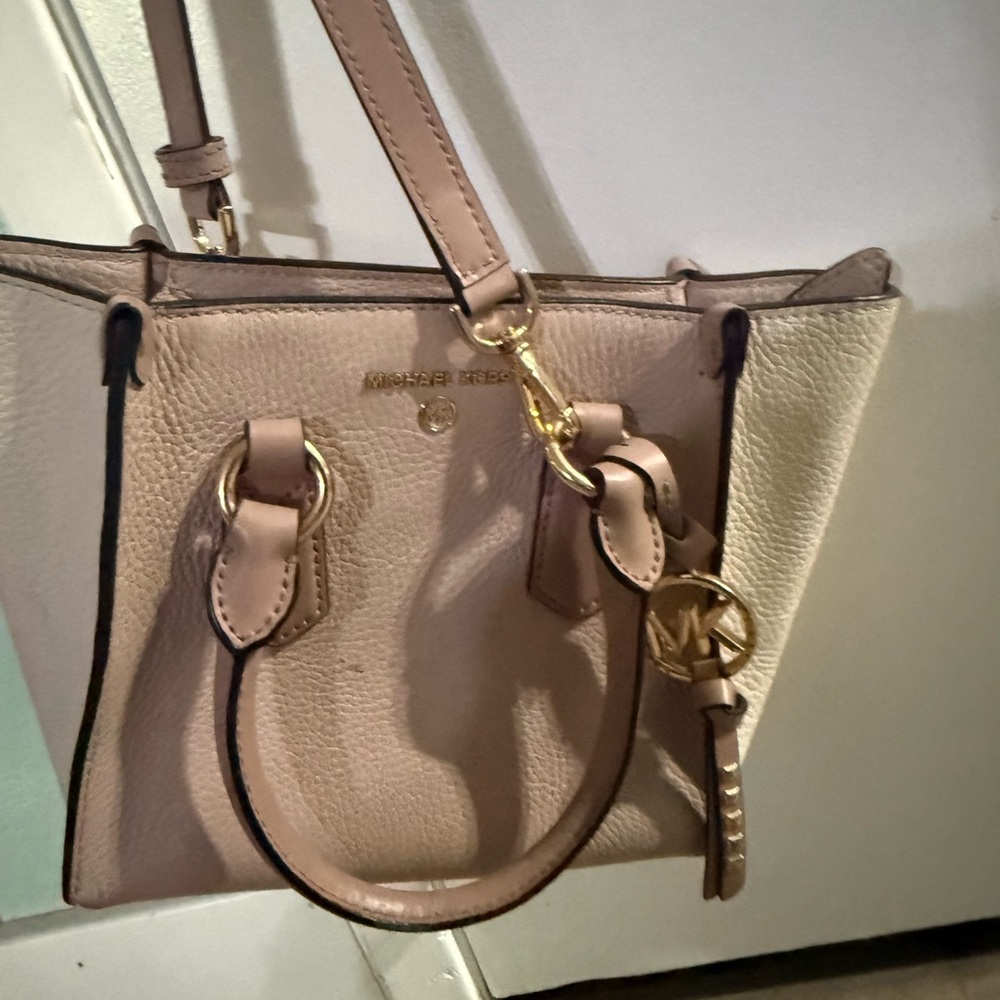 Michael Kors Taupe Leather Tote with Gold Accents